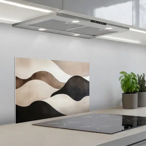 Golven - Abstract - Beige keuken achterwand spatscherm klein -3d_schuin