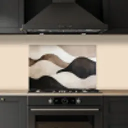 Golven - Abstract - Beige keuken achterwand spatscherm klein -sfeer1