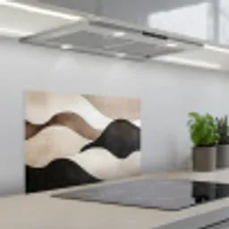 Golven - Abstract - Beige keuken achterwand spatscherm klein -3d_schuin