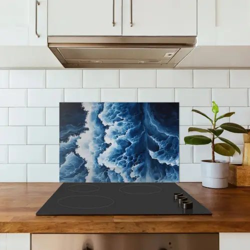 Golven - Blauw - Schuim keuken achterwand spatscherm klein -sfeer2