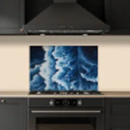 Golven - Blauw - Schuim keuken achterwand spatscherm klein -sfeer1