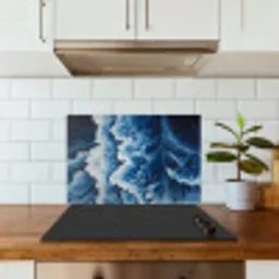 Golven - Blauw - Schuim keuken achterwand spatscherm klein -sfeer2