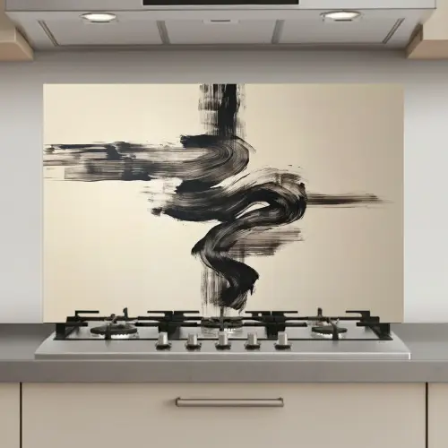 Golven - Penseelstreken - Beige - Minimalistisch keuken achterwand spatscherm klein -3d_website
