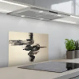 Golven - Penseelstreken - Beige - Minimalistisch keuken achterwand spatscherm klein -3d_schuin