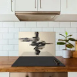 Golven - Penseelstreken - Beige - Minimalistisch keuken achterwand spatscherm klein -sfeer2