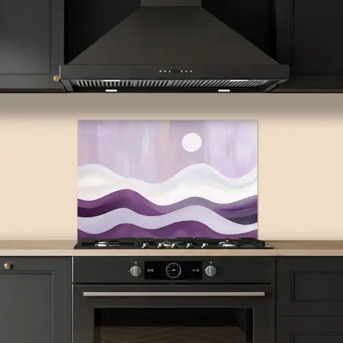 Golven - Heuvels - Abstract - Paars keuken achterwand spatscherm klein -sfeer1