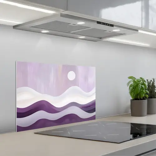Golven - Heuvels - Abstract - Paars keuken achterwand spatscherm klein -3d_schuin