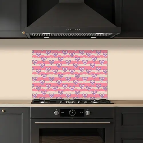 Golven - Patroon - Hartjes - Retro keuken achterwand spatscherm klein 900 -sfeer1