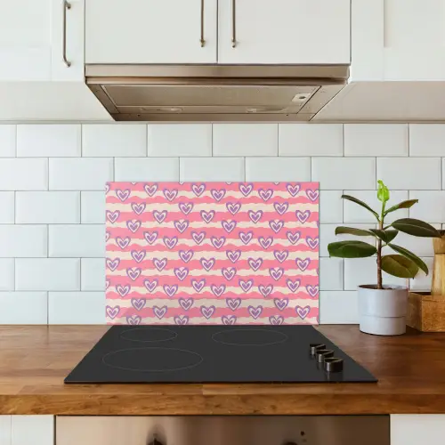 Golven - Patroon - Hartjes - Retro keuken achterwand spatscherm klein 900 -sfeer2