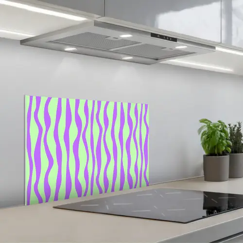 Golven - Paars - Mint - Groen keuken achterwand spatscherm klein 900 -3d_schuin