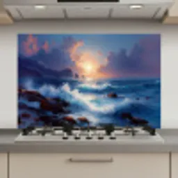 Golven - Zee - Kleurrijk - Rotsen keuken achterwand spatscherm klein -3d_website