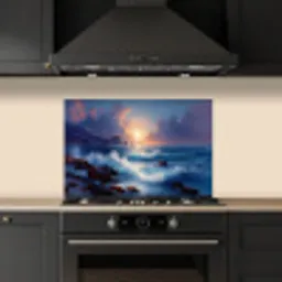 Golven - Zee - Kleurrijk - Rotsen keuken achterwand spatscherm klein -sfeer1