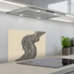Golvend - Lijnen - Abstract - Silhouet keuken achterwand spatscherm klein -3d_schuin