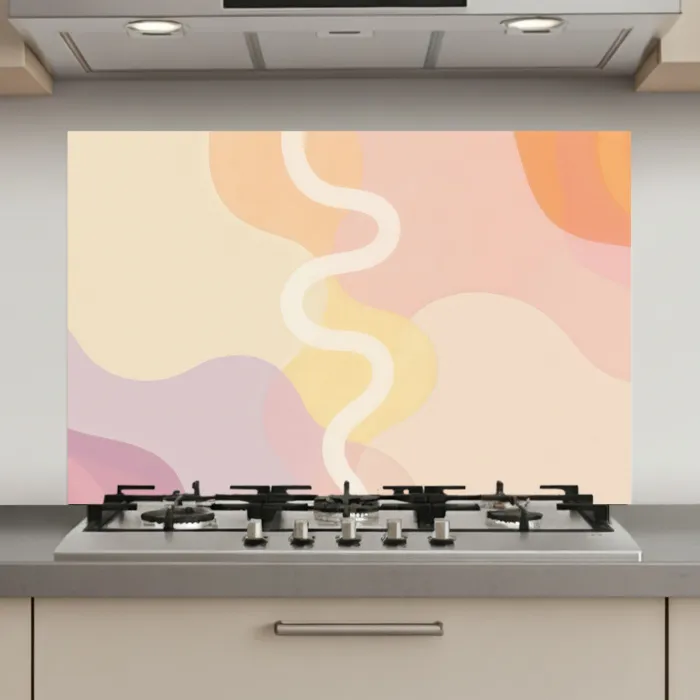 Golvende vormen - Abstract - pastel keuken achterwand spatscherm klein -3d_website