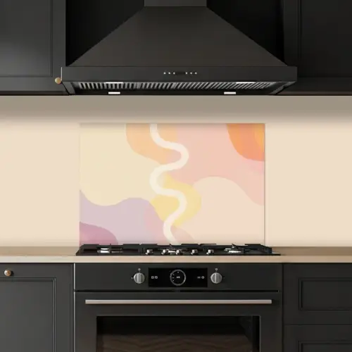 Golvende vormen - Abstract - pastel keuken achterwand spatscherm klein -sfeer1