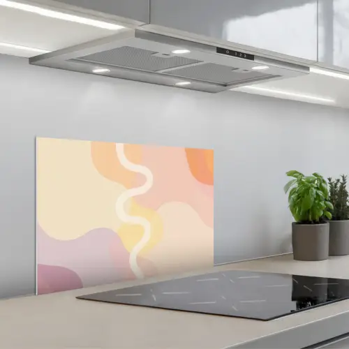 Golvende vormen - Abstract - pastel keuken achterwand spatscherm klein -3d_schuin