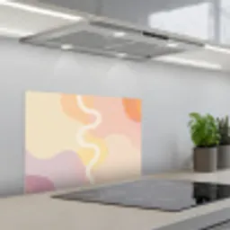 Golvende vormen - Abstract - pastel keuken achterwand spatscherm klein -3d_schuin