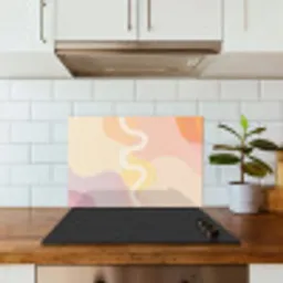 Golvende vormen - Abstract - pastel keuken achterwand spatscherm klein -sfeer2
