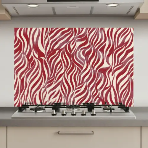Golvende vormen - Abstract - Rood keuken achterwand spatscherm klein -3d_website