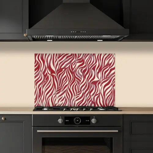 Golvende vormen - Abstract - Rood keuken achterwand spatscherm klein -sfeer1