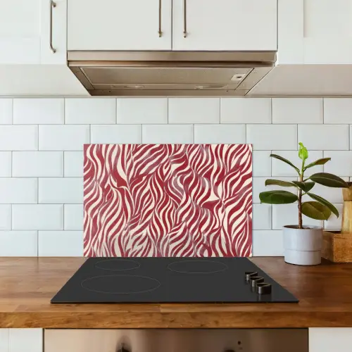 Golvende vormen - Abstract - Rood keuken achterwand spatscherm klein -sfeer2