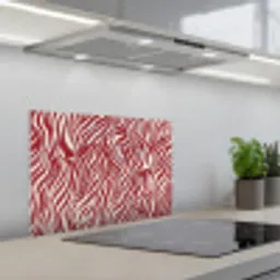 Golvende vormen - Abstract - Rood keuken achterwand spatscherm klein -3d_schuin
