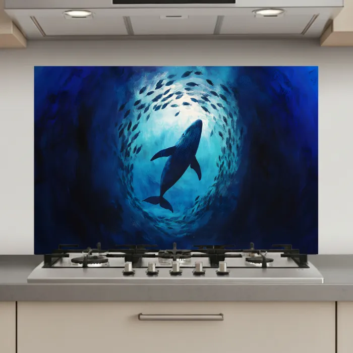 Walvis - Vissen - Donkerblauw keuken achterwand spatscherm klein -3d_website