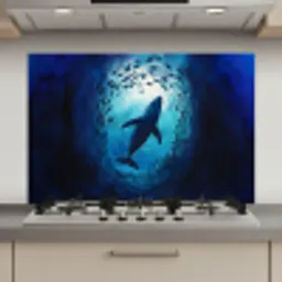 Walvis - Vissen - Donkerblauw keuken achterwand spatscherm klein -3d_website
