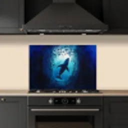 Walvis - Vissen - Donkerblauw keuken achterwand spatscherm klein -sfeer1