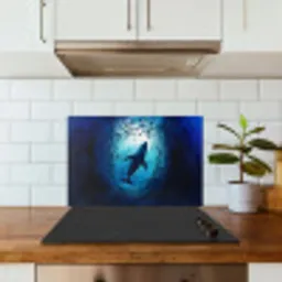 Walvis - Vissen - Donkerblauw keuken achterwand spatscherm klein -sfeer2