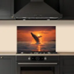Walvis - Zon - Zee keuken achterwand spatscherm klein -sfeer1