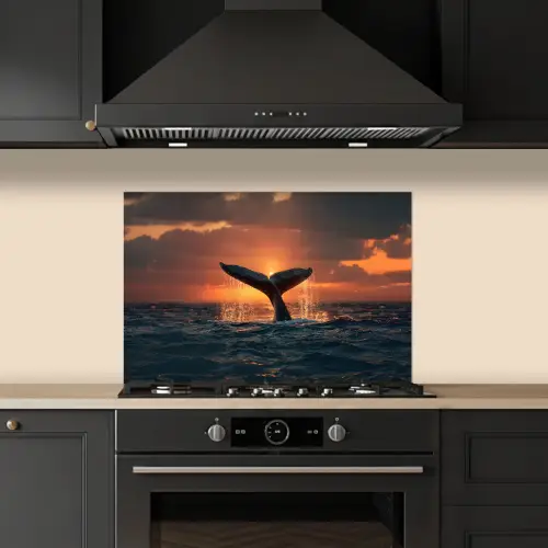 Walvis staart - Water - Zonsondergang keuken achterwand spatscherm klein -sfeer1