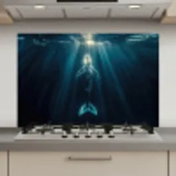 Walvis - Water - Zonnestralen - Blauw keuken achterwand spatscherm klein -3d_website