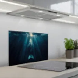 Walvis - Water - Zonnestralen - Blauw keuken achterwand spatscherm klein -3d_schuin