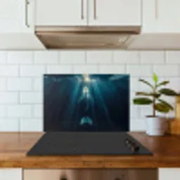 Walvis - Water - Zonnestralen - Blauw keuken achterwand spatscherm klein -sfeer2