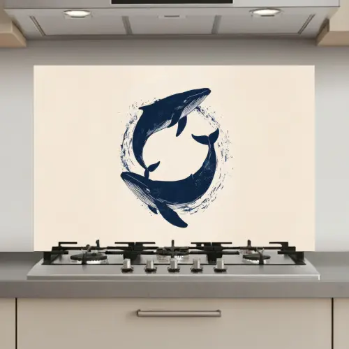 Walvissen - Spetters - Cirkel - Donkerblauw keuken achterwand spatscherm klein -3d_website