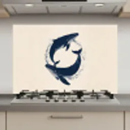 Walvissen - Spetters - Cirkel - Donkerblauw keuken achterwand spatscherm klein -3d_website