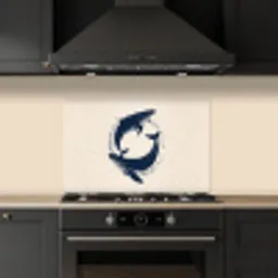 Walvissen - Spetters - Cirkel - Donkerblauw keuken achterwand spatscherm klein -sfeer1
