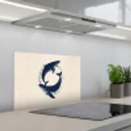 Walvissen - Spetters - Cirkel - Donkerblauw keuken achterwand spatscherm klein -3d_schuin