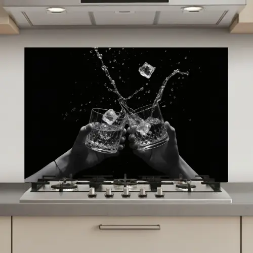 Whiskyglazen - Ijs - Spetters - Zwart keuken achterwand spatscherm klein -3d_website