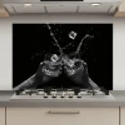 Whiskyglazen - Ijs - Spetters - Zwart keuken achterwand spatscherm klein -3d_website