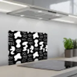 Wit - Zwart - Dynamisch - Patroon keuken achterwand spatscherm klein 900 -3d_schuin
