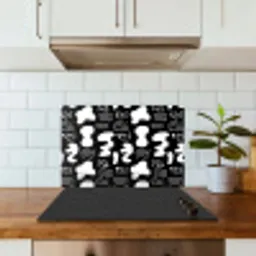 Wit - Zwart - Dynamisch - Patroon keuken achterwand spatscherm klein 900 -sfeer2