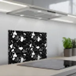 Wit - Zwart - Vormen - Patroon keuken achterwand spatscherm klein 900 -3d_schuin