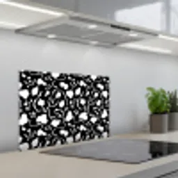 Wit - Zwart - Vormen - Patroon keuken achterwand spatscherm klein 900 -3d_schuin