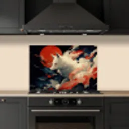 Witte vos - wolken - maan keuken achterwand spatscherm klein -sfeer1