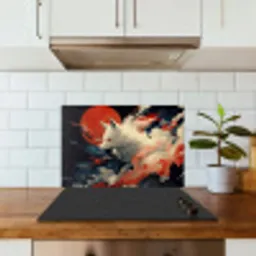 Witte vos - wolken - maan keuken achterwand spatscherm klein -sfeer2