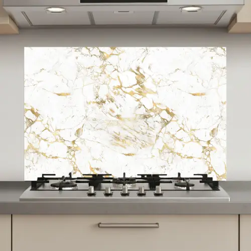 Wit - Marmer - Luxe - Goud keuken achterwand spatscherm klein 900 -3d_website