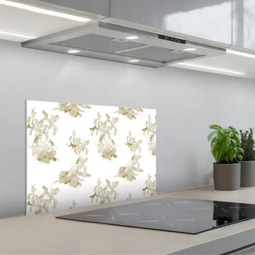 Wit - Apen - Beige keuken achterwand spatscherm klein 900 -3d_schuin