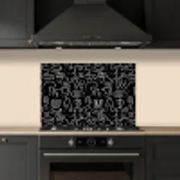 Wit - Vormen - Abstract - Zwart keuken achterwand spatscherm klein 900 -sfeer1